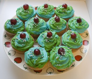 The cakes pictured are not associated with the baking in question.